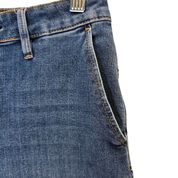 MUJI Women's XS 4 Way Stretch Wide Leg Medium Wash Blue Denim Jeans - Picture 7 of 16